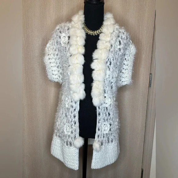 GG Pink Rabbit Fur Grandma Knit Sweater - Picture 5 of 16